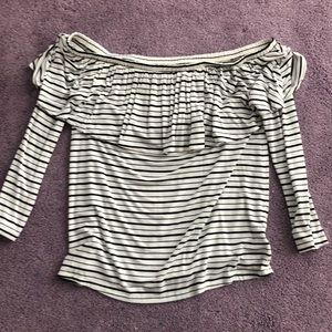 Ruffled zigzag off the shoulder long sleeve shirt